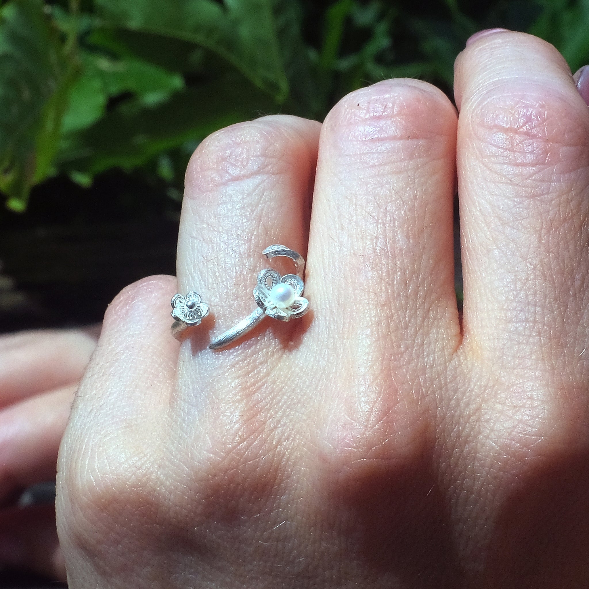 Achillea Wrap Ring in Sterling and Fine Silver